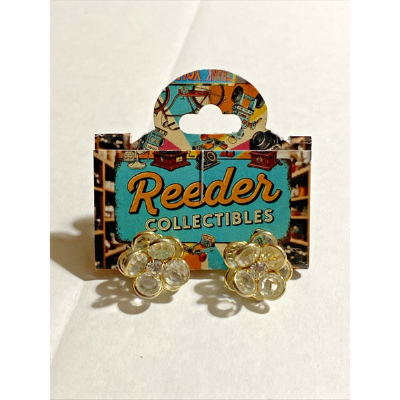 Vtg Swarovski Flower Earrings - Picture 2 of 6